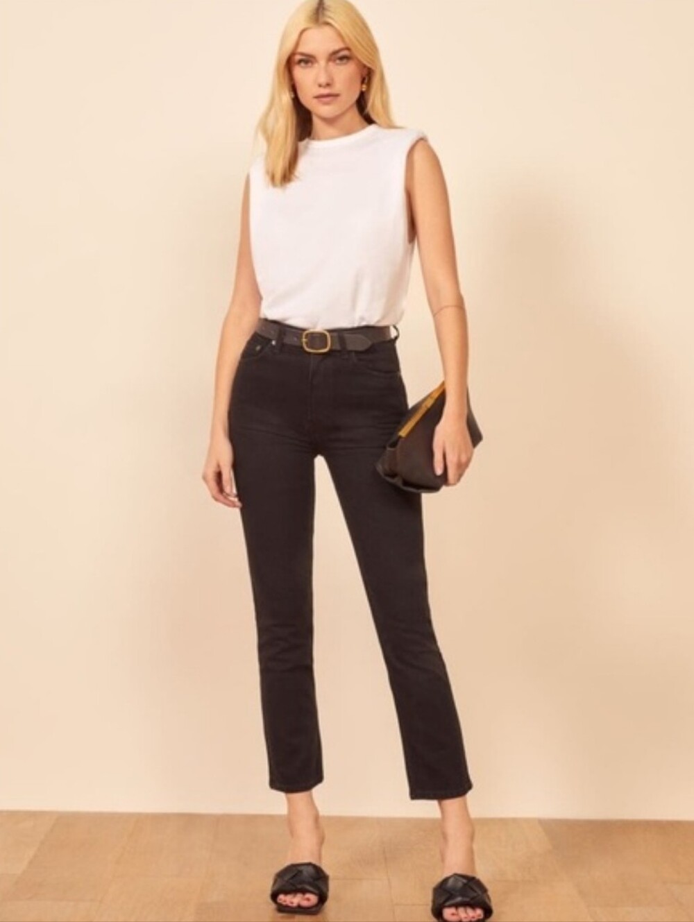 Reformation Black Cropped Ankle Jeans